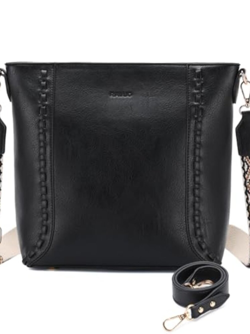 🆕 Bucket Bag For Women Vegan Leather Handbag Shoulder Purse Ladies - Black